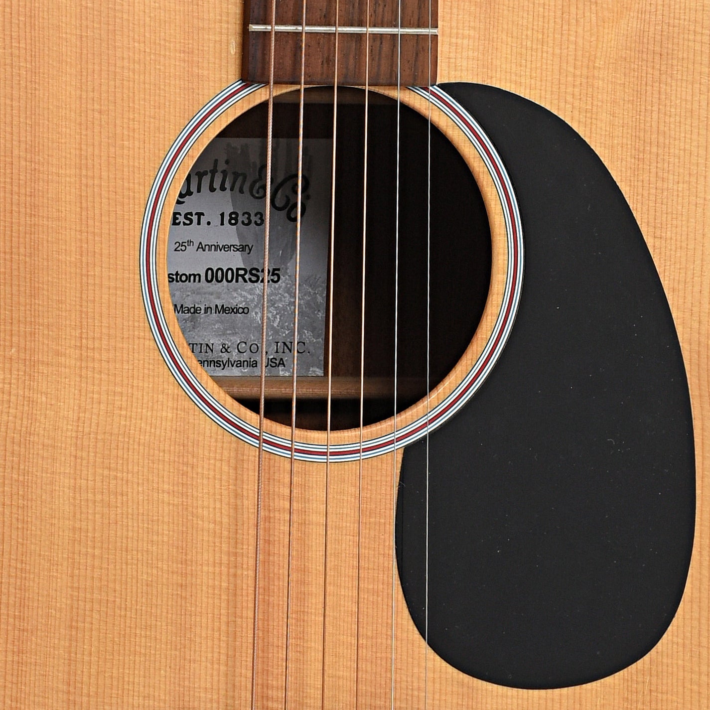 Sound hole and pickguard of Martin 000RS25 Navajo 25th Anniversary Acoustic Guitar (2014)