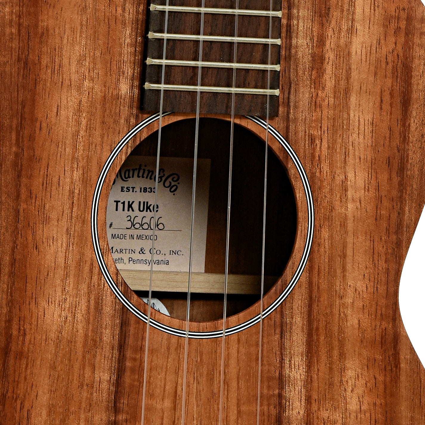 Soundhole of Martin T-1K Tenor Ukulele 