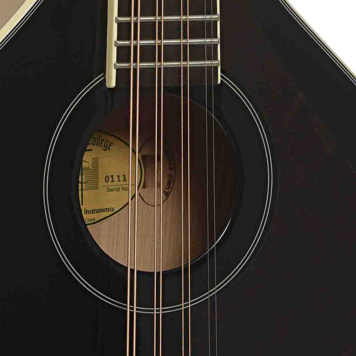 Soundhole of Trinity College Octave Mandolin, Black Top