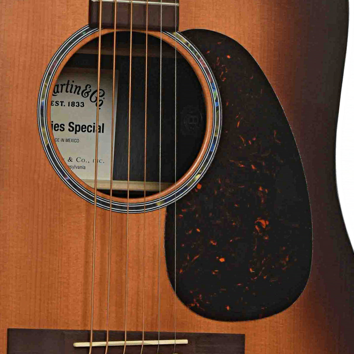 Soundhole of Martin D-X2E Brazilian Burst Special Acoustic Guitar & Gigbag