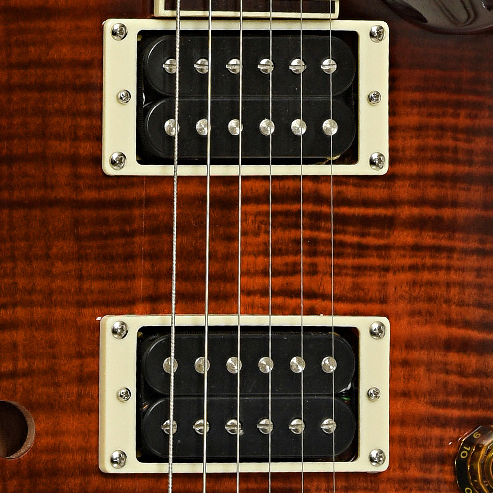 Pickups of PRS SE Custom 24 Semi-Hollow Piezo Orange Tiger Smokeburst Electric Guitar