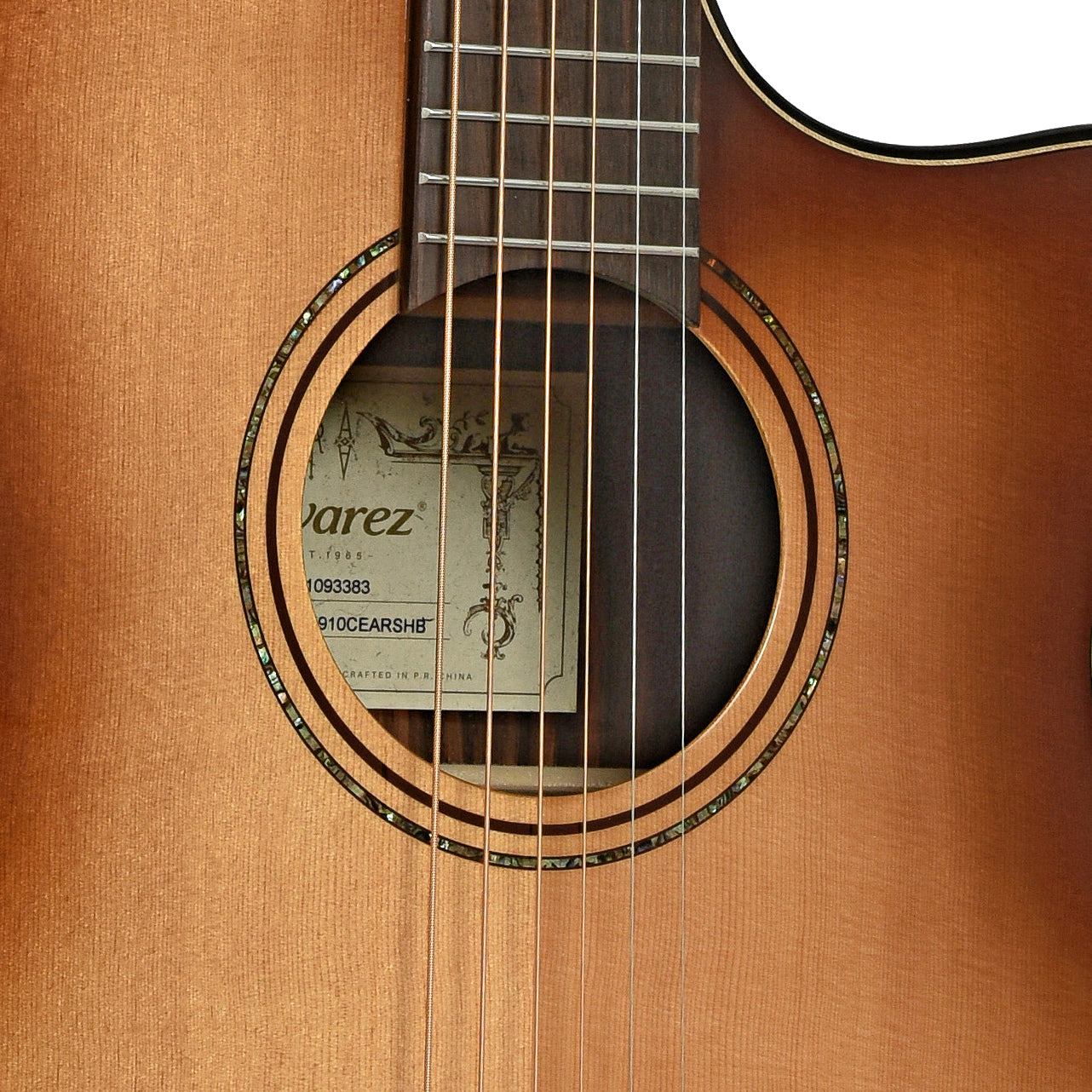 Soundhole of Alvarez AGE910CE Artist Elite Acoustic-Electric Guitar