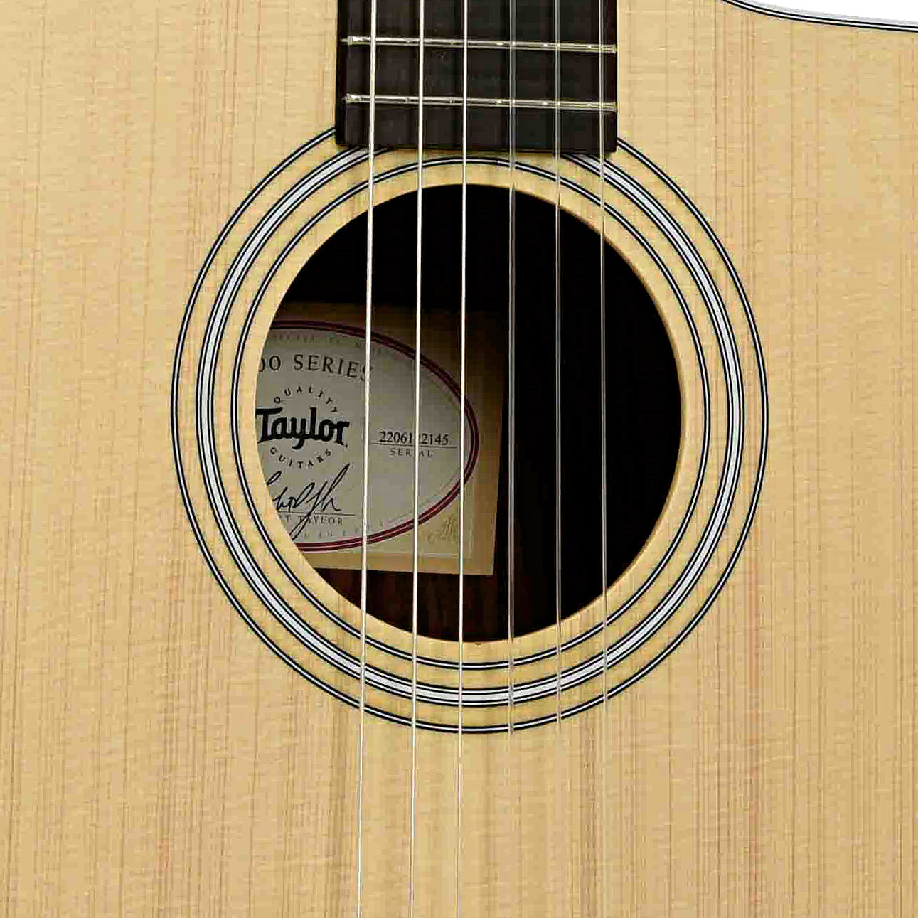 Soundhole of Taylor 214CE-N Nylon String Acoustic Guitar