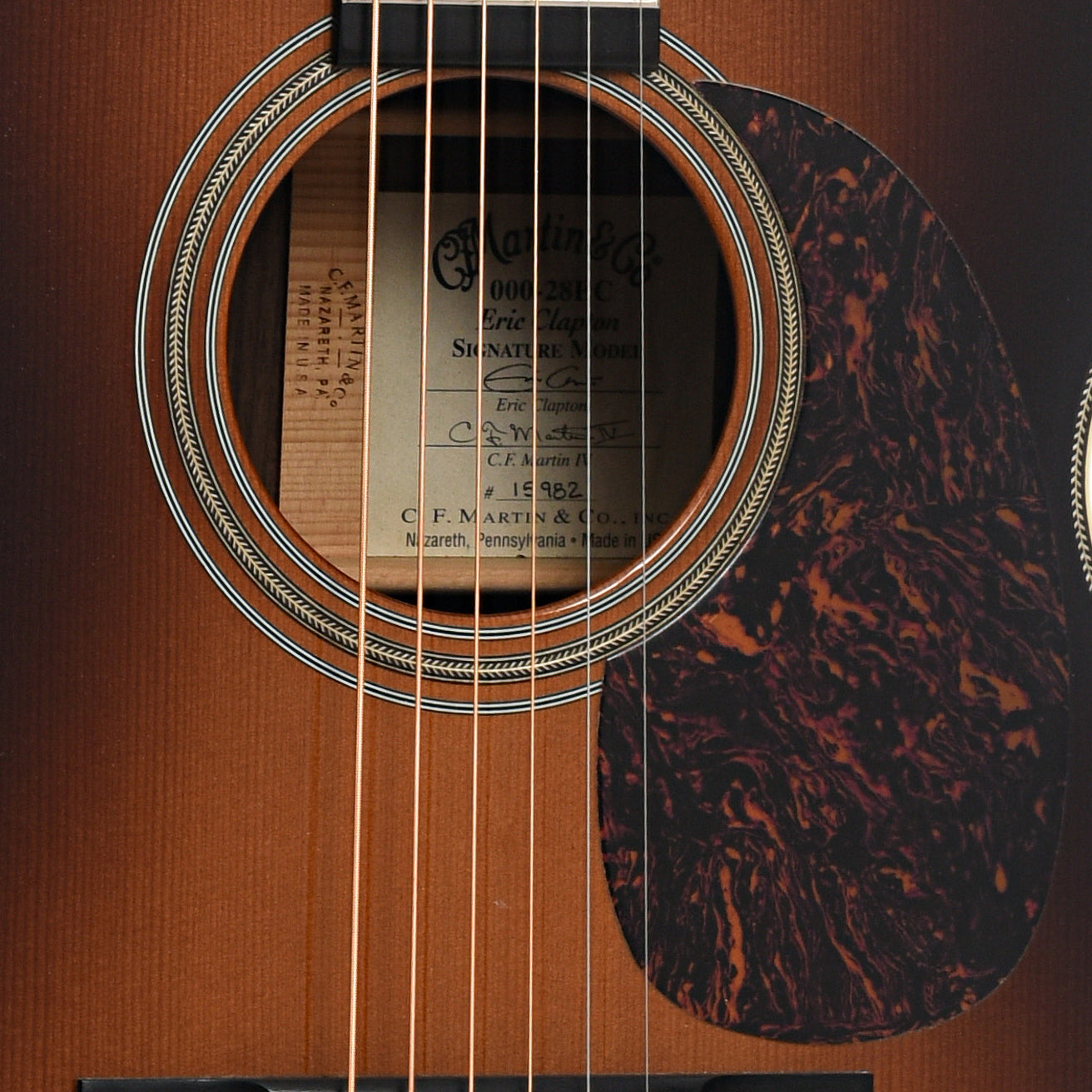 Soundhole of Martin 000-28EC Sunburst Acoustic Guitar 