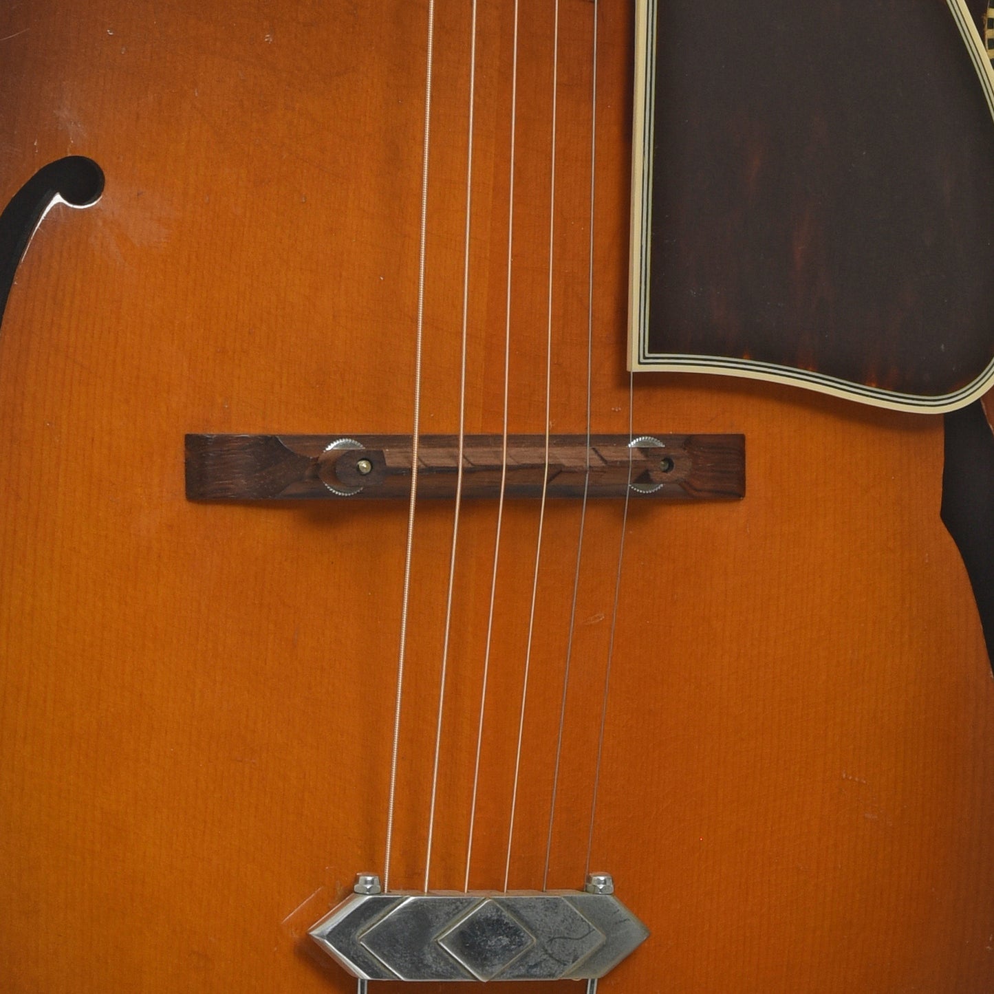Bridge of Gibson L-10 Archtop Acoustic Guitar  