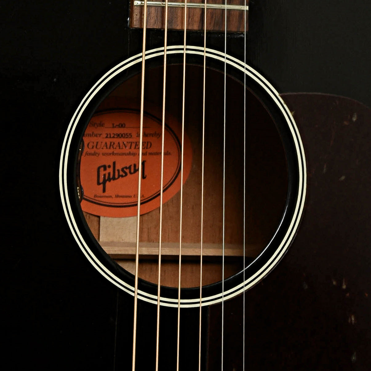 Soundhole of Gibson L-00 Acoustic Guitar 