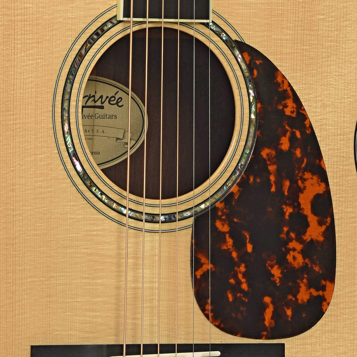 Soundhole of Larrivee J-09 Custom Shop Madagascar RW Acoustic Guitar 