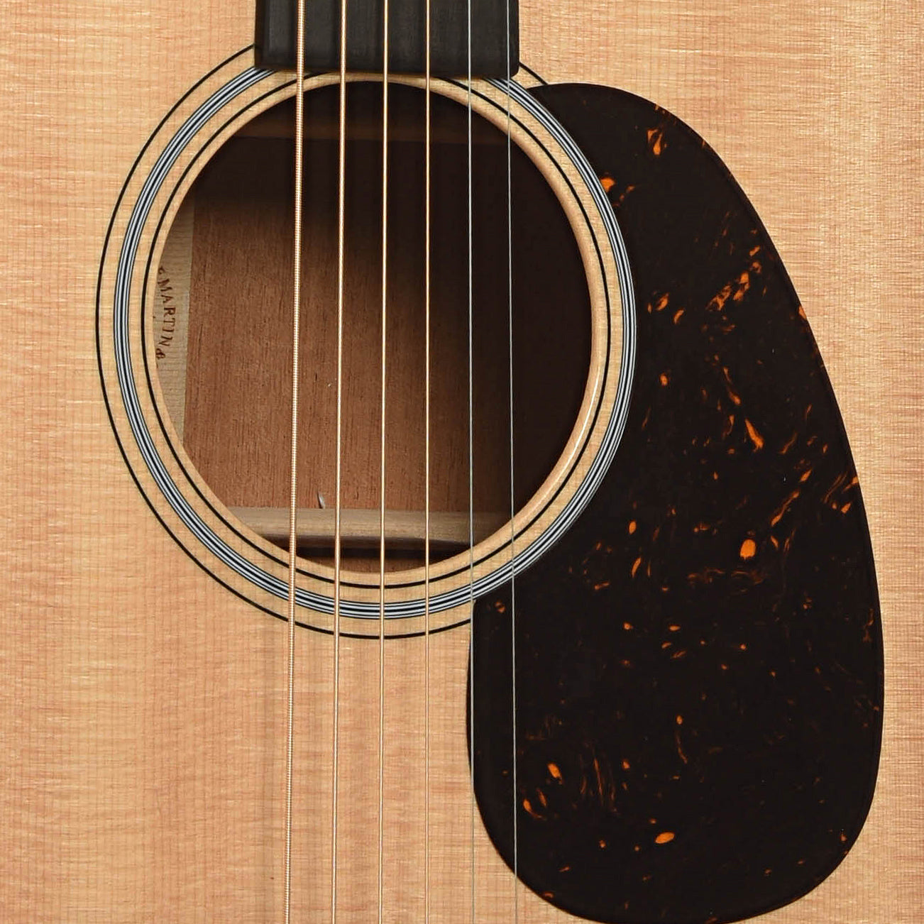 Soundhole of Martin Custom Shop D-18 Short Scale Acoustic Guitar