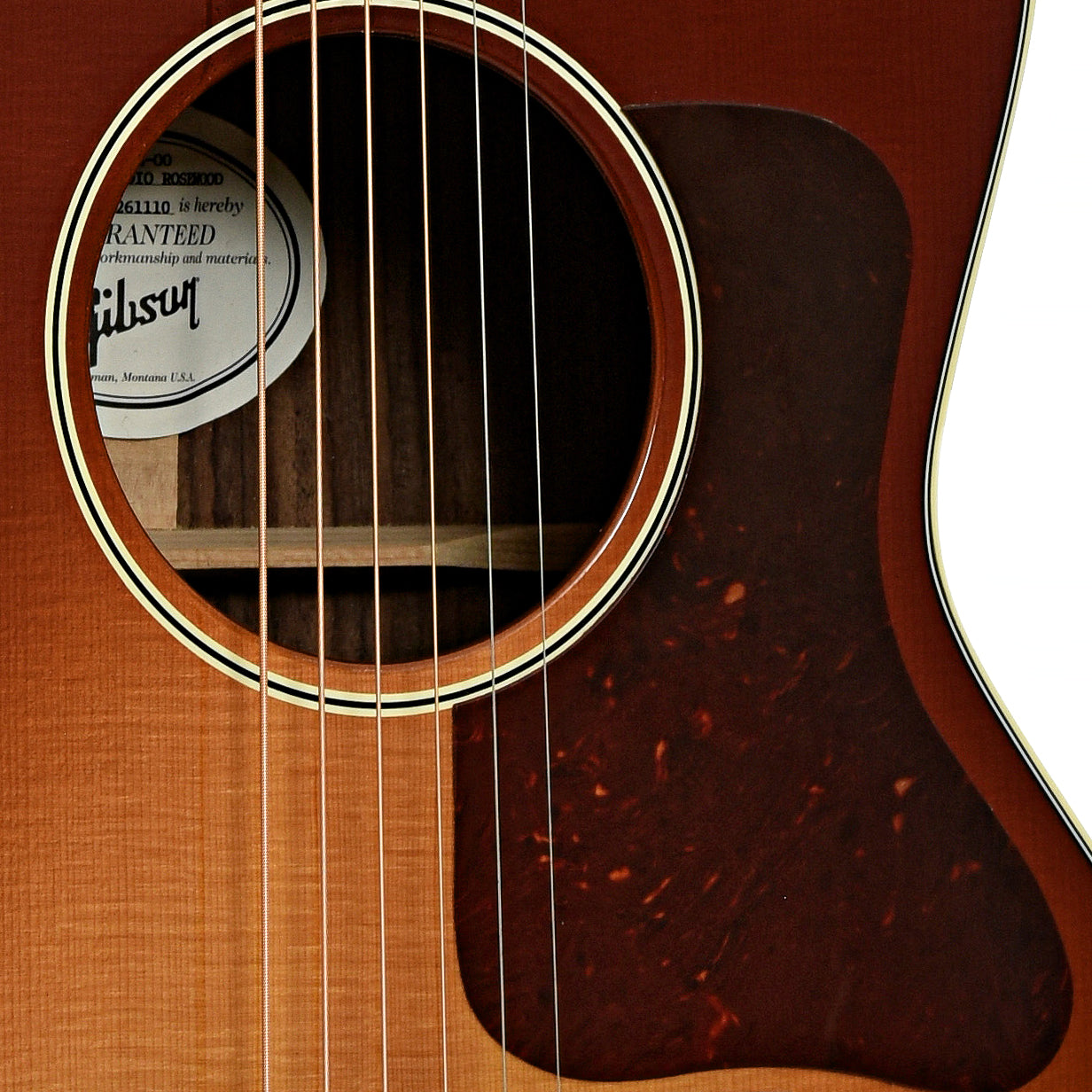 Soundhole of Gibson L-00 Studio Rosewood Acoustic Guitar