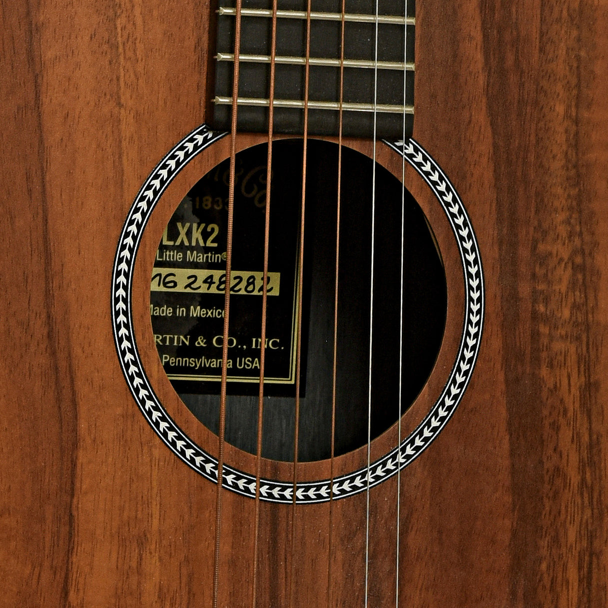 Soundhole of Martin LXK2 Koa Little Martin Acoustic Guitar 