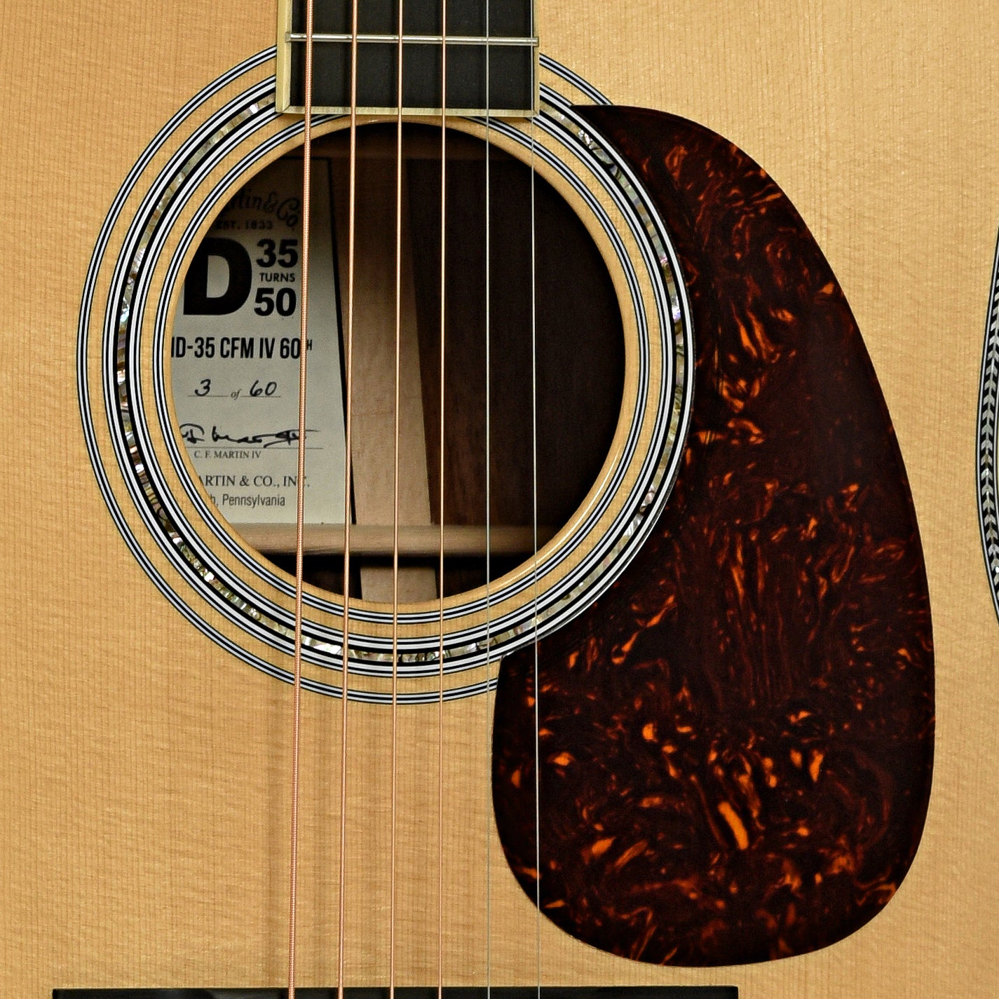 Soundhole of Martin HD-35 CFM Martin IV 60th