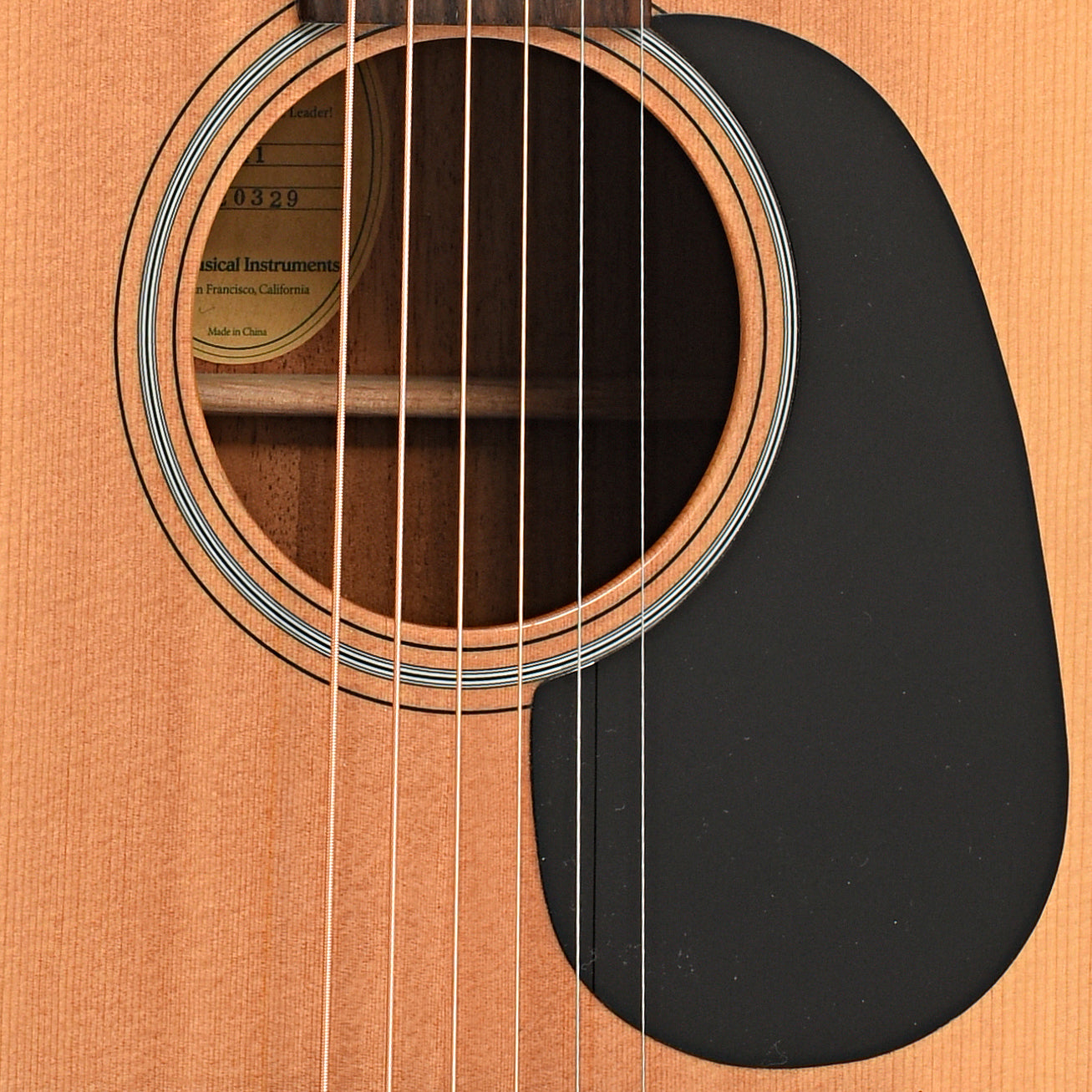 Sound hole and pickguard of Blueridge B-Stock BR-41 "Baby" Acoustic 