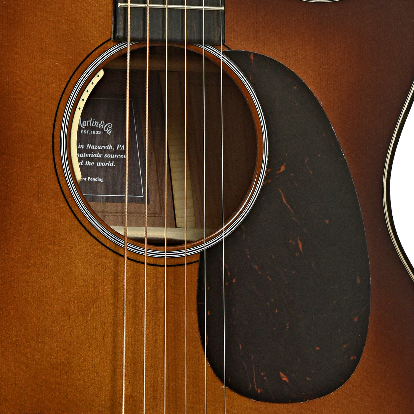 Soundhole of Martin GPE Inception Maple Acoustic Guitar