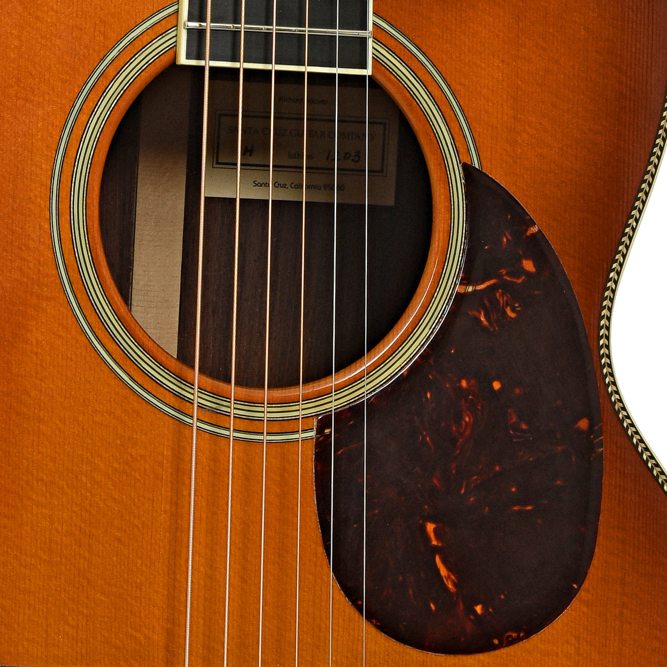 Soundhole of Santa Cruz H Acoustic Guitar