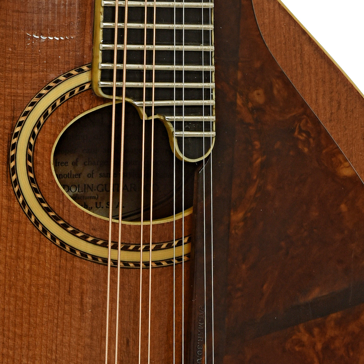 Soundhole of Gibson A-4 Mandolin