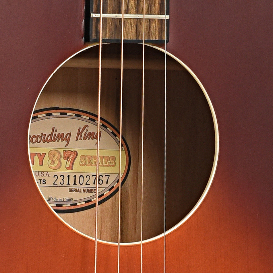 Sound hole of Recording King Dirty 30s Series 7 Tenor Guitar (2023)
