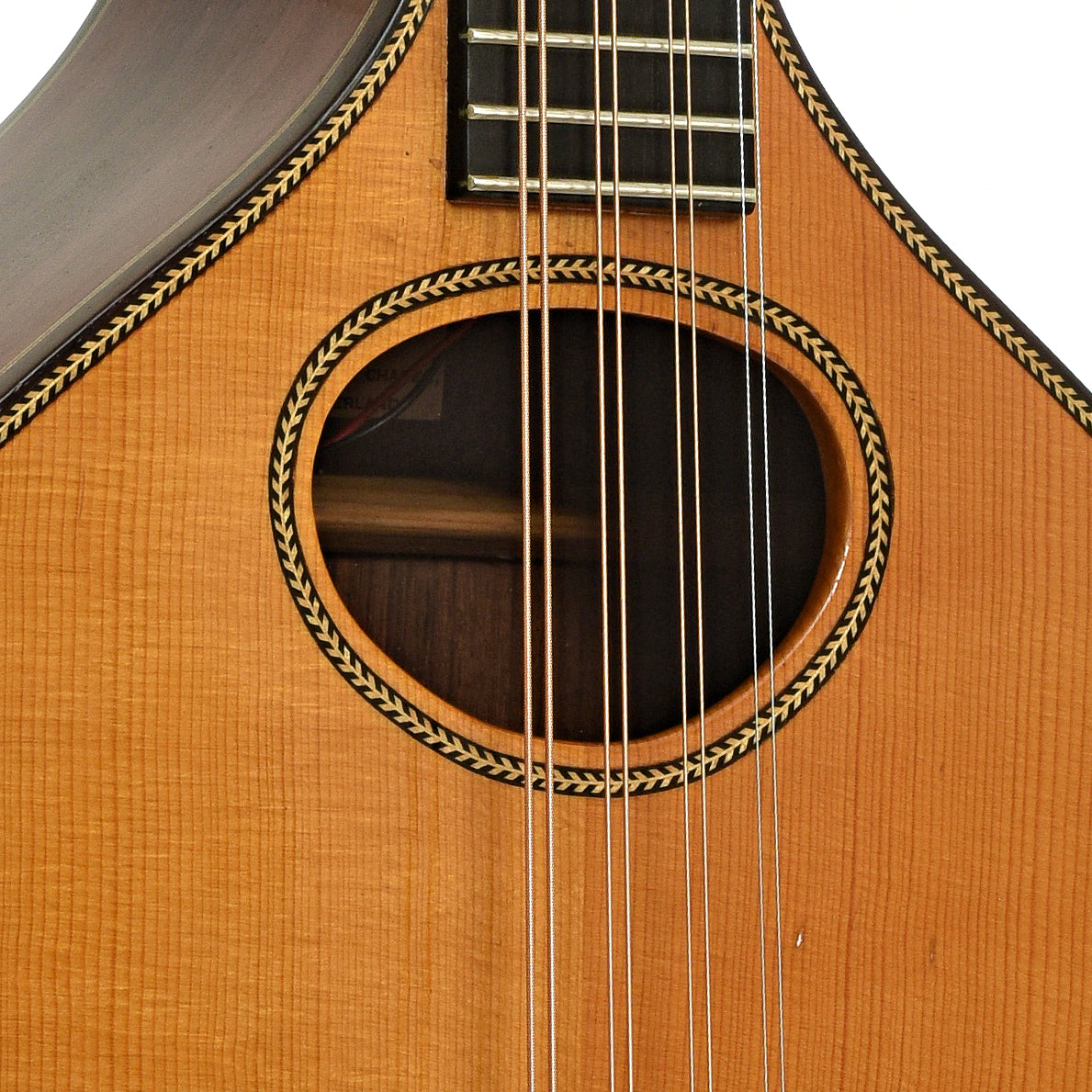 Soundhole of Stefan Sobell Octave Mandolin