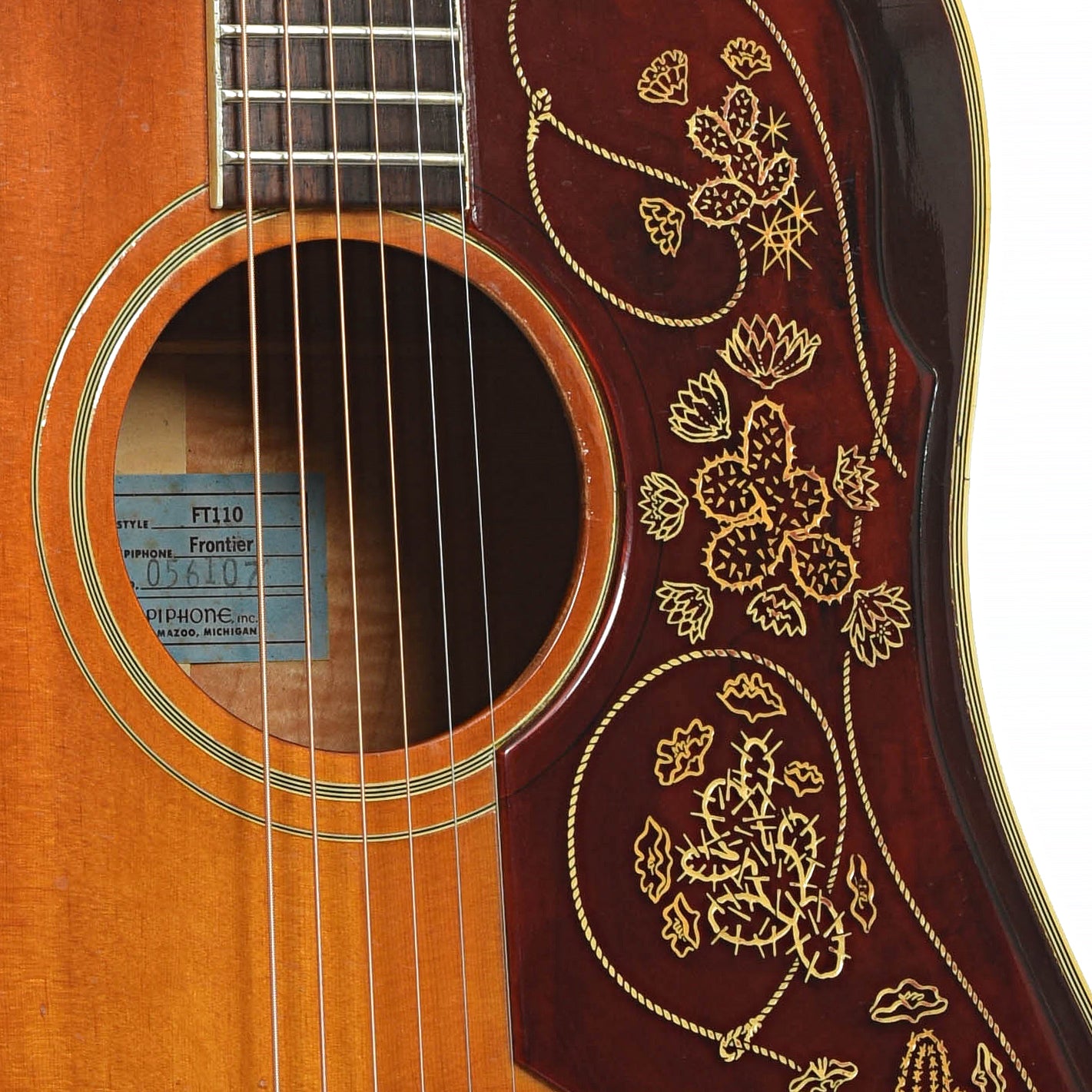 Soundhole of Epiphone FT110 Frontier Acoustic Guitar 