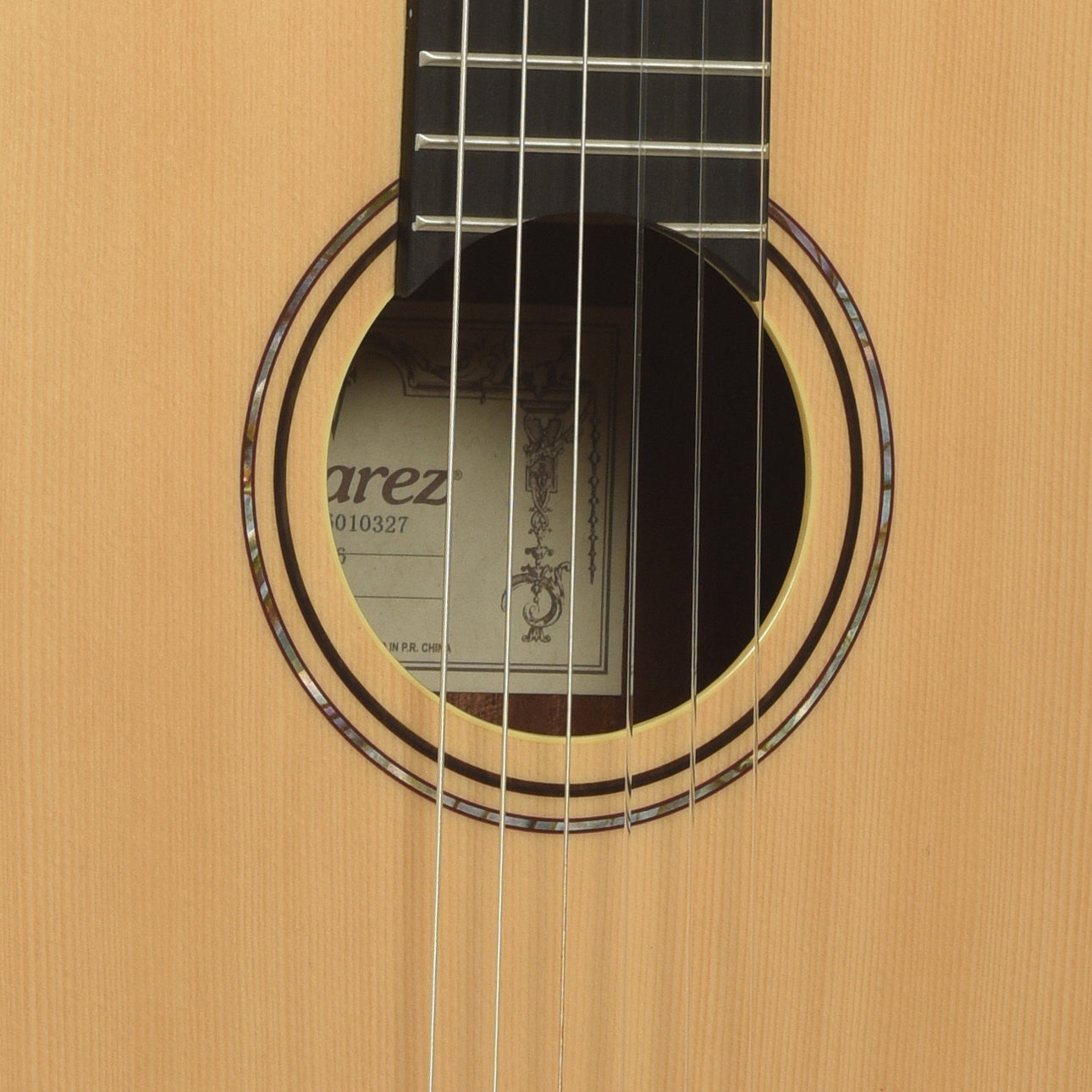 Soundhole of Alvarez RC26 Classical Guitar 
