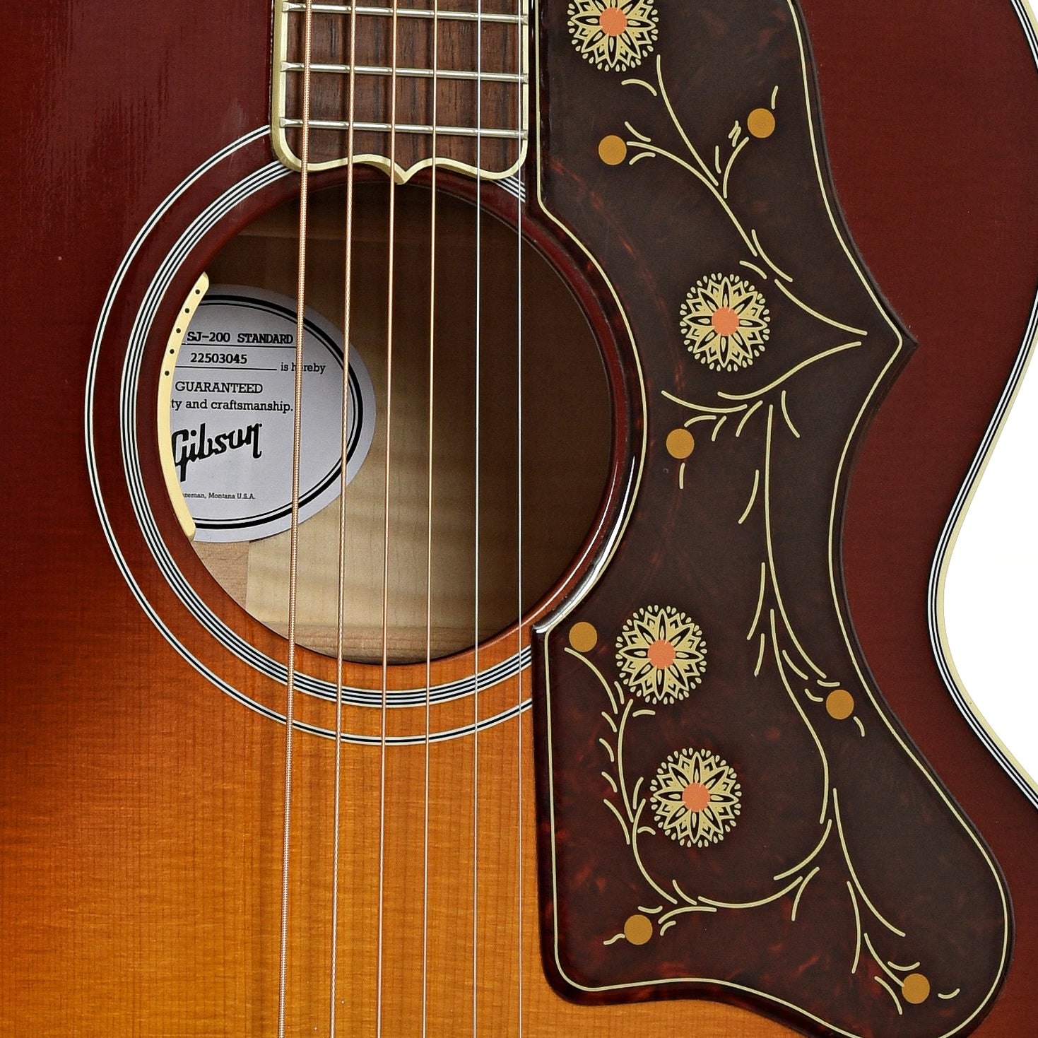 Soundhole of Gibson SJ-200 Standard Acoustic-Electric Guitar 