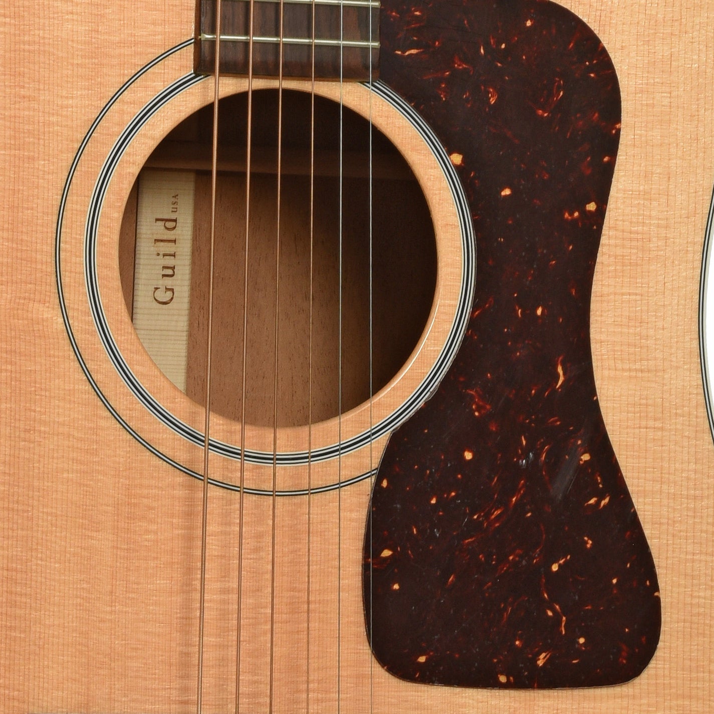 Soundhole of Guild D-40 Standard Acoustic Guitar