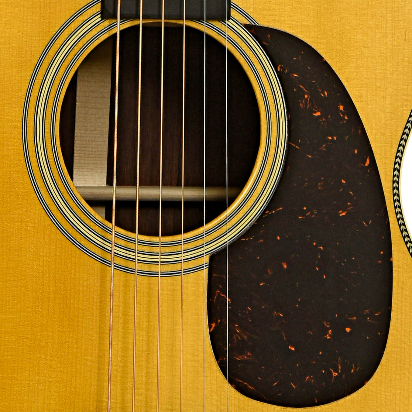 Soundhole of Martin Custom Shop 000-28 Authentic, Madagascar Rosewood, Acoustic Guitar 