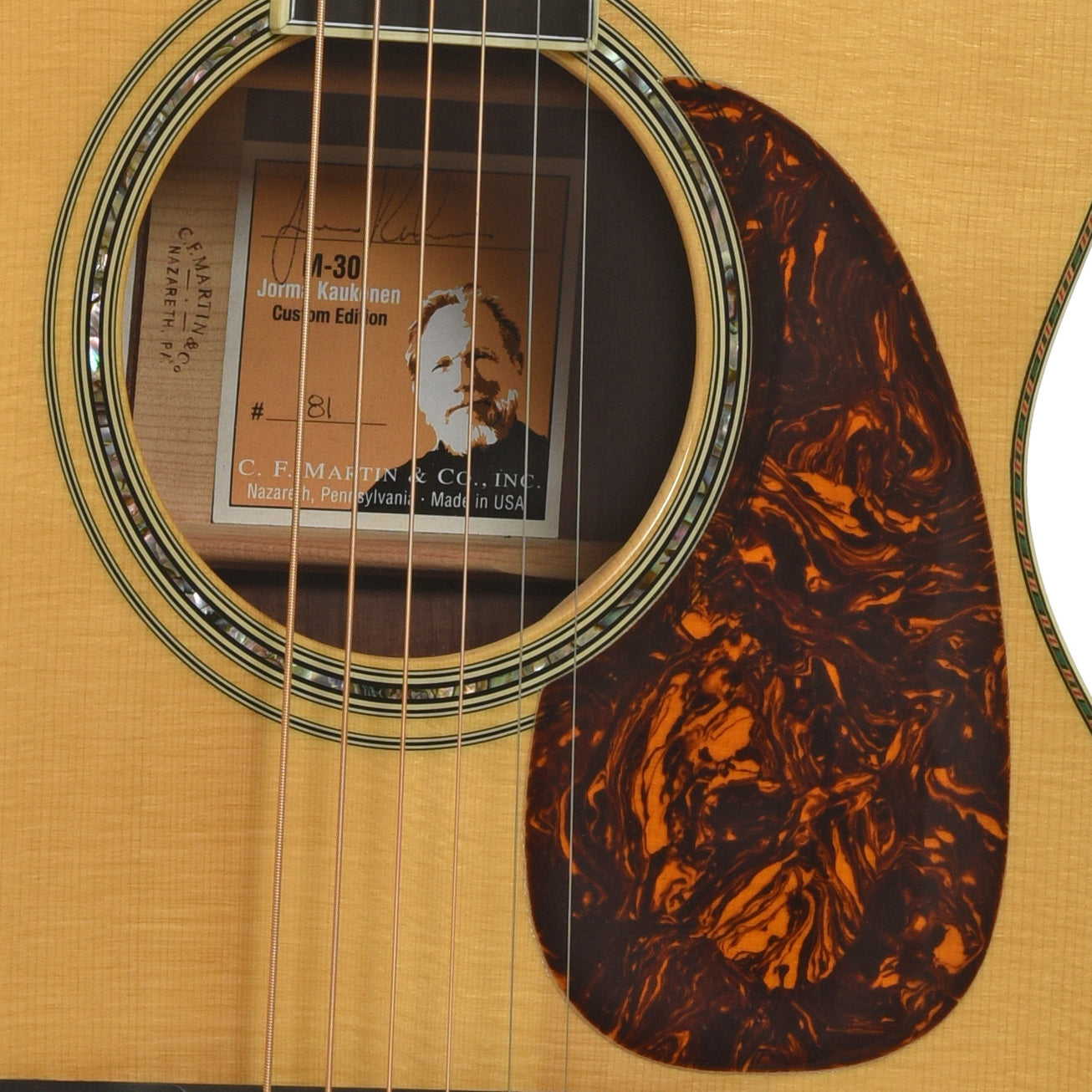 Soundhole of Martin M-30 Jorma Kaukonen Acoustic Guitar