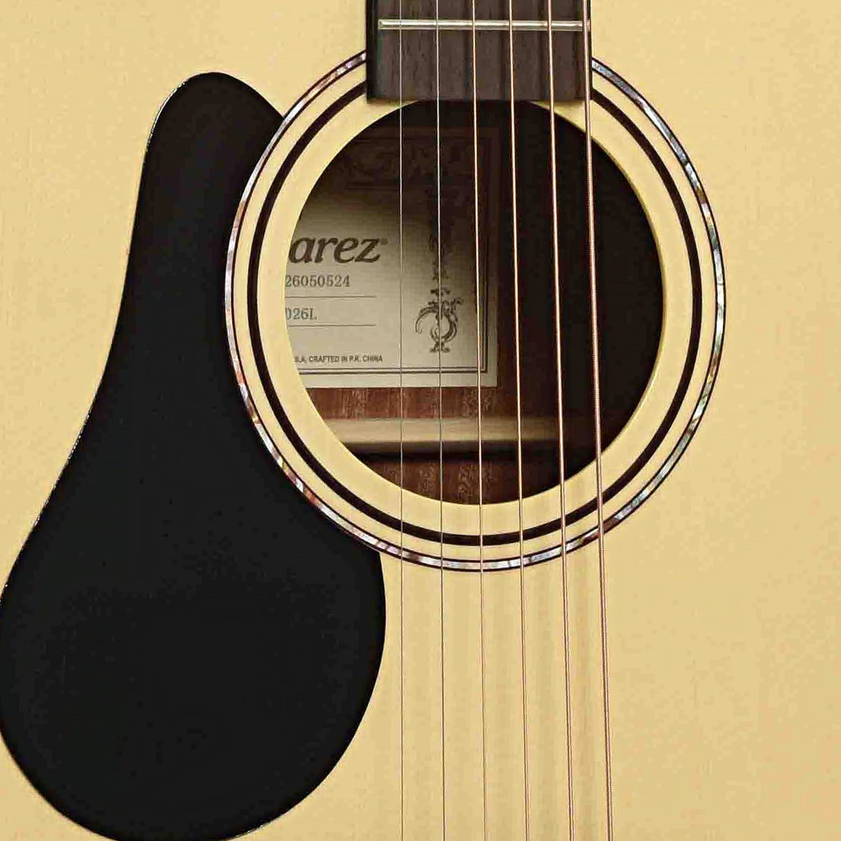 Soundhole of Alvarez RD26L Left Handed Dreadnought Acoustic Guitar