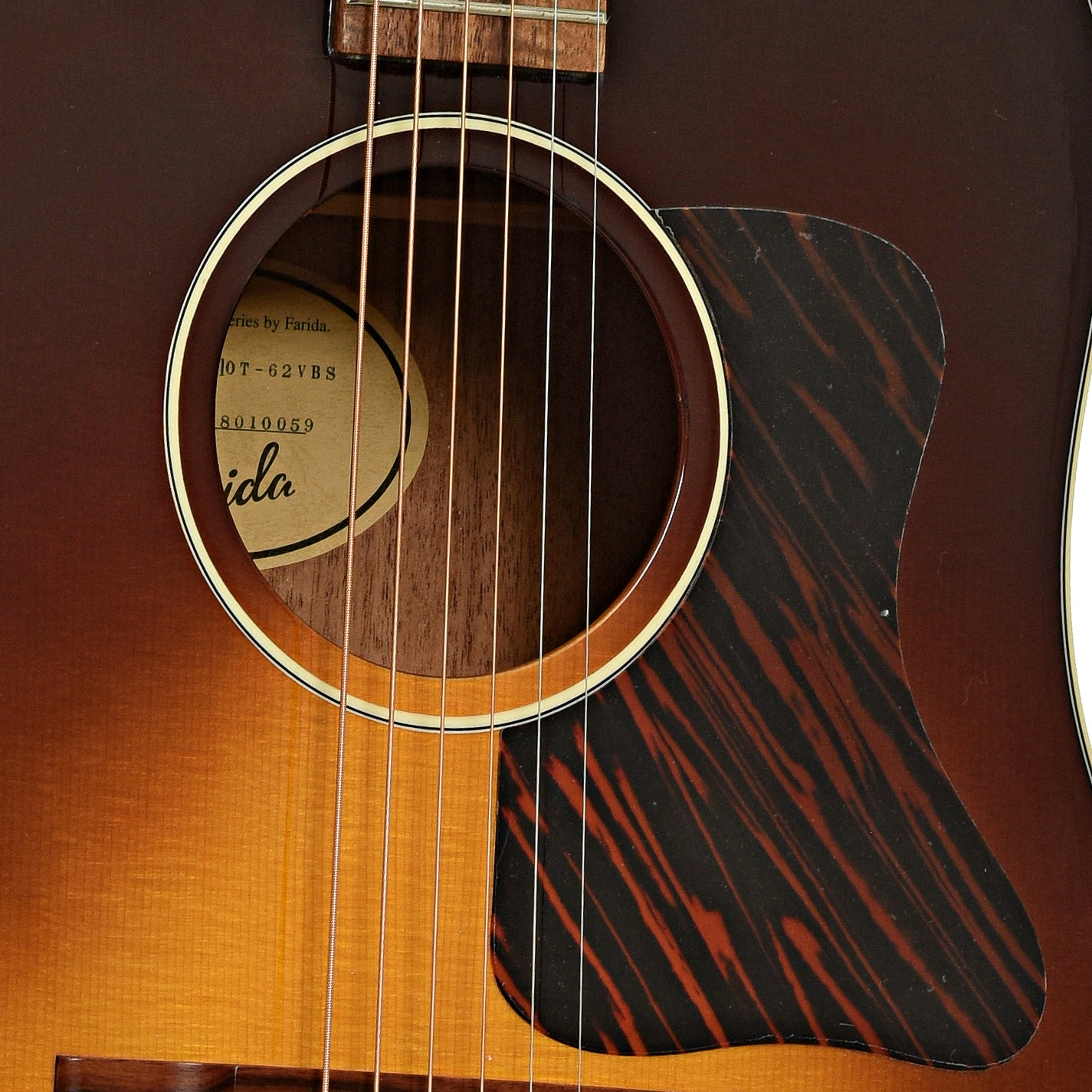 Soundhole of Farida Holiday Pack, Solid Top Dreadnought Acoustic Guitar 