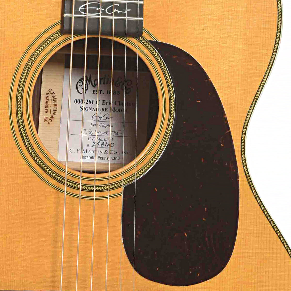 Soundhole of Martin 000-28EC Acoustic Guitar