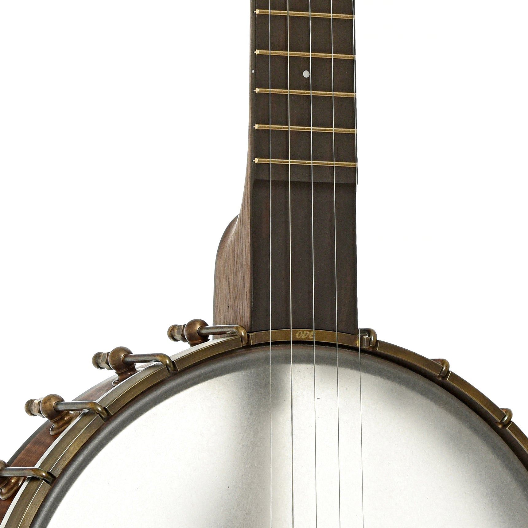 Front neck joint of Ode Magician 11" Walnut Openback Banjo