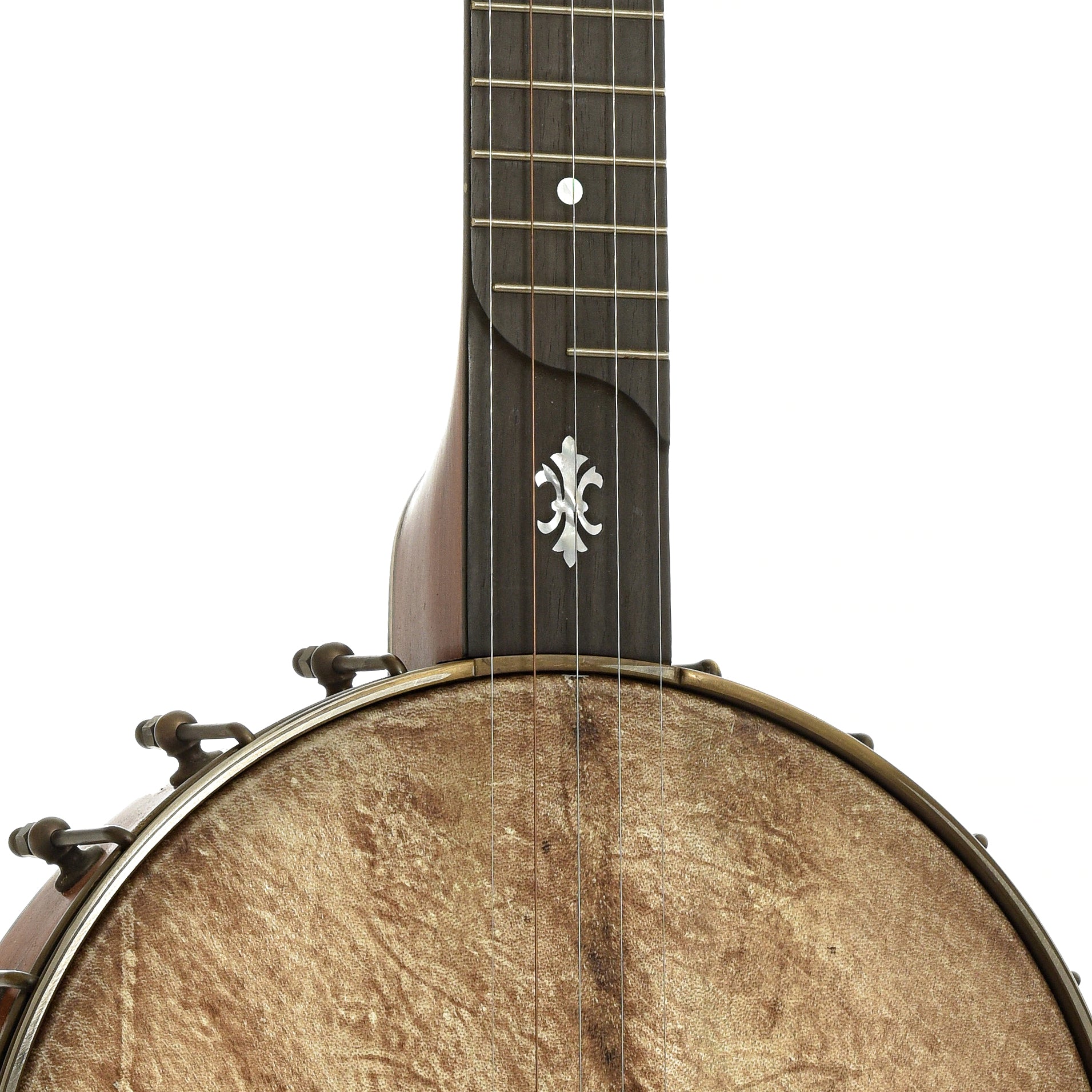Front neck joint of Arcand Black Cherry Open Back Banjo