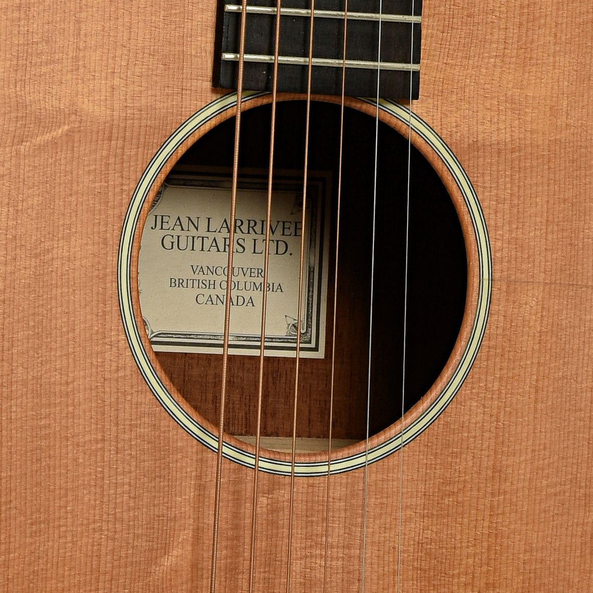 Soundhole of Larrivee Parlor O-01  Mahogany Acoustic Guitar  