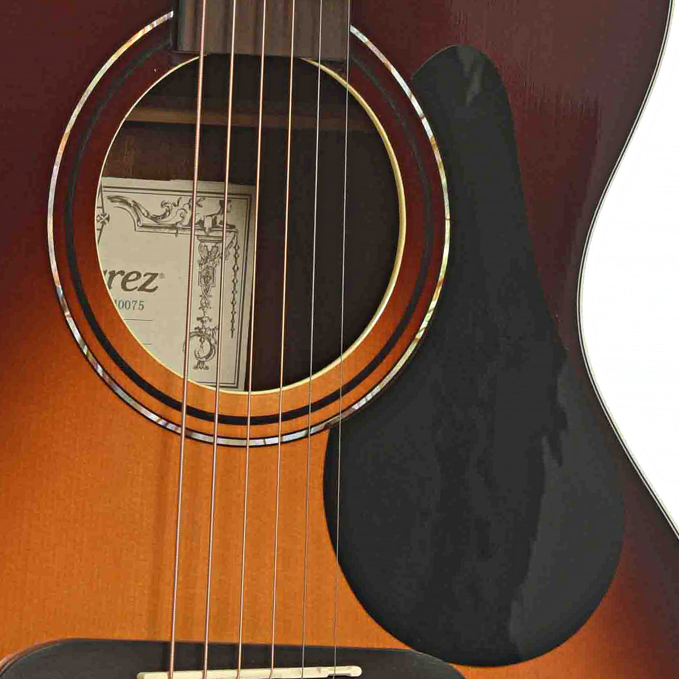 Soundhole of Alvarez RF26SB OM Acoustic Guitar, Sunburst Top