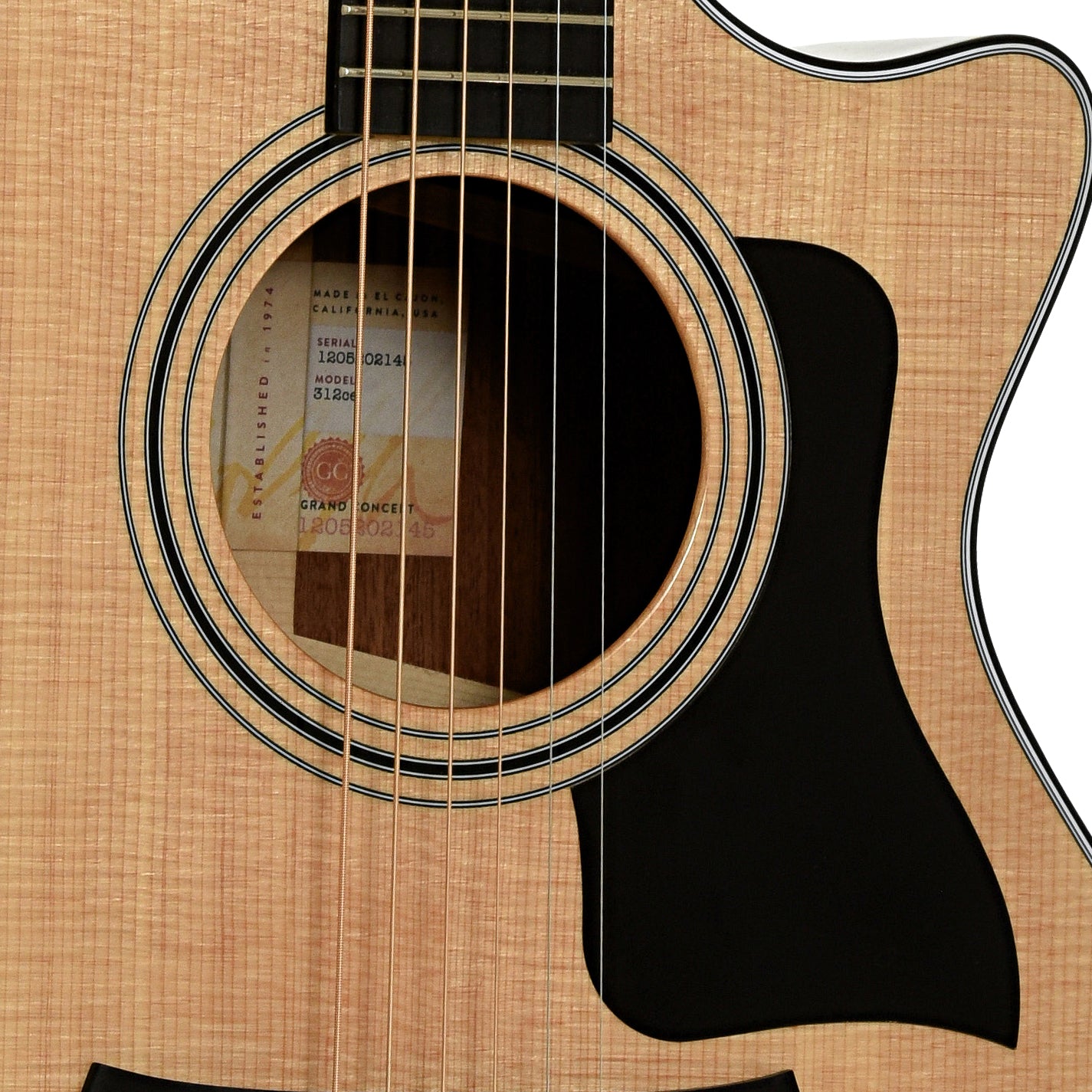 Soundhole of Taylor 312ce V-Class Acoustic Guitar 