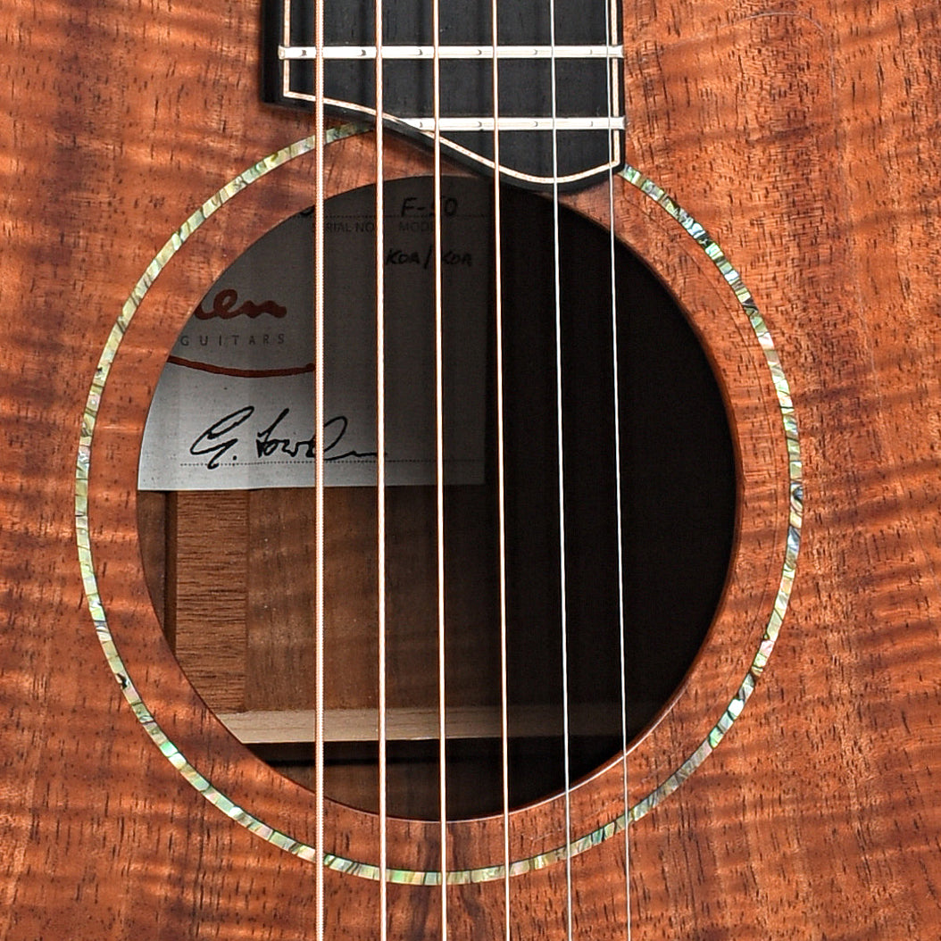 Sound hole of Lowden F-50 Acoustic Guitar