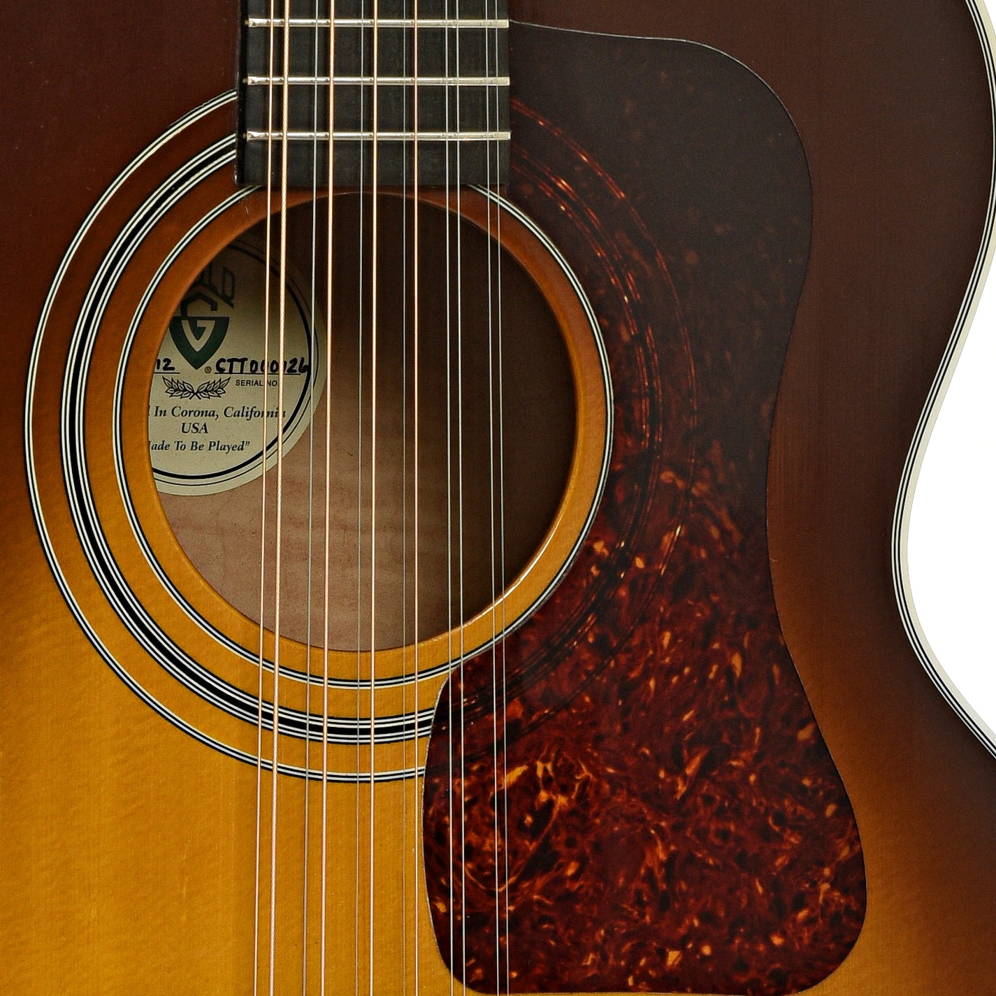 Soundhole of Guild JF30-12 12-Stgring Acoustic Guitar