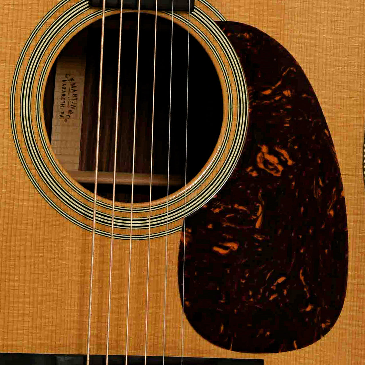 Soundhole of Martin HD-28V Acoustic Guitar