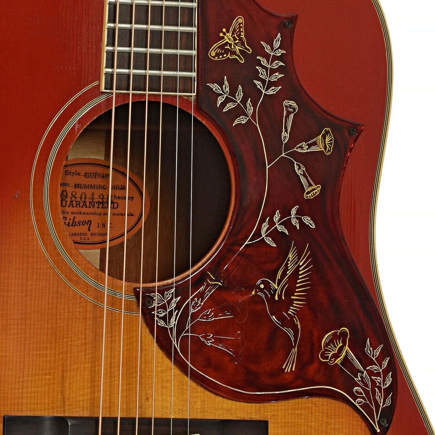 Soundhole of Gibson Hummingbird Acoustic Guitar