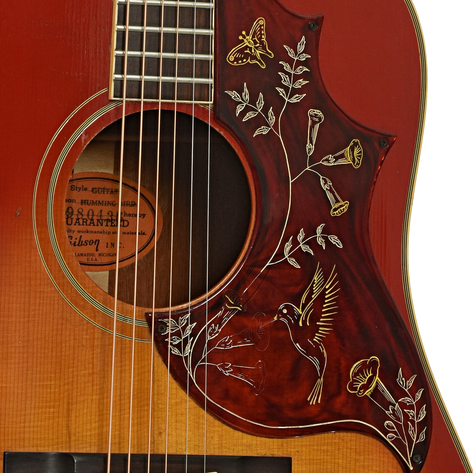 Soundhole of Gibson Hummingbird Acoustic Guitar