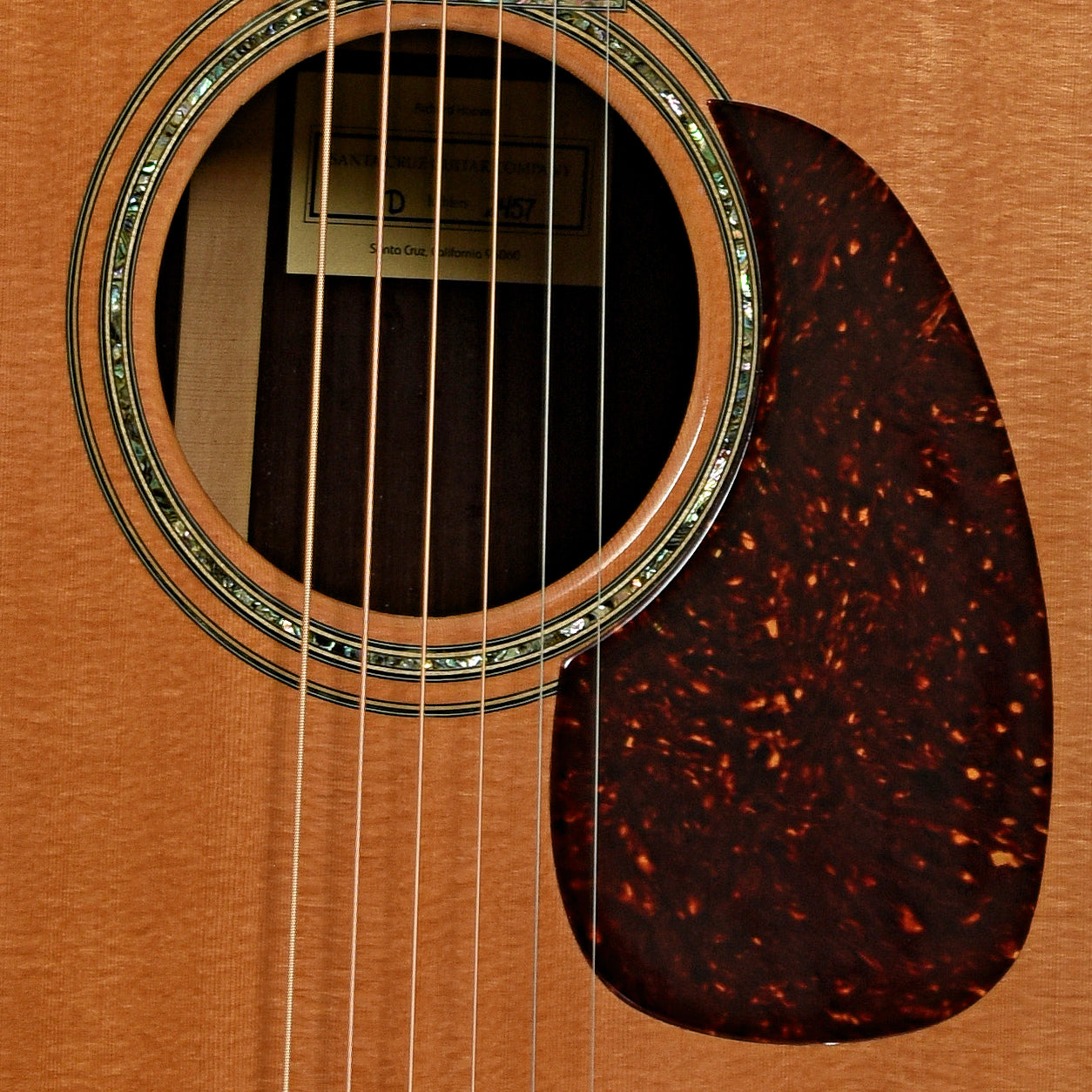 Soundhole of Santa Cruz D-12 Brazilian Rosewood Acoustic Guitar 