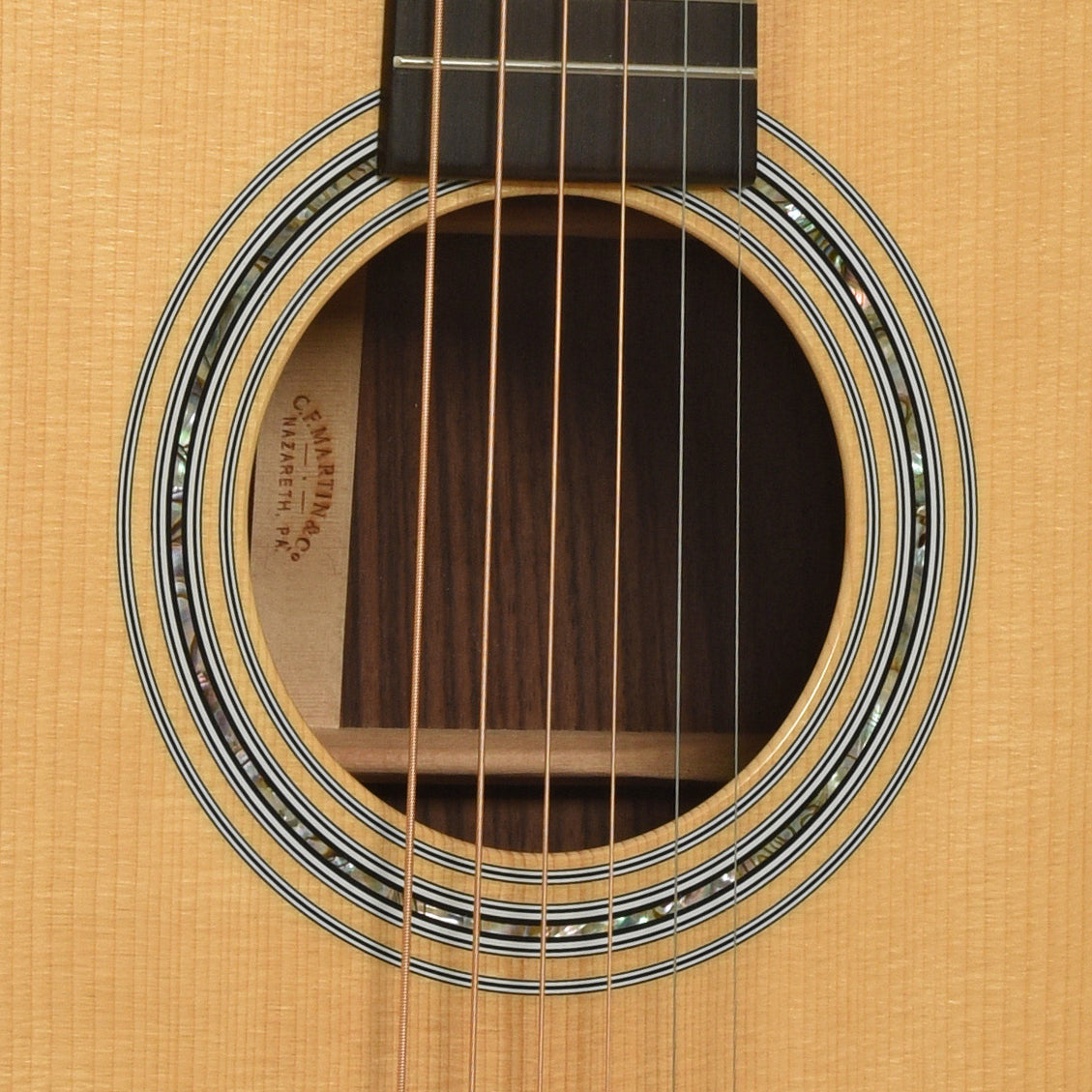 Soundhole of Martin Custom Shop 0000-38C Acoustic Guitar 