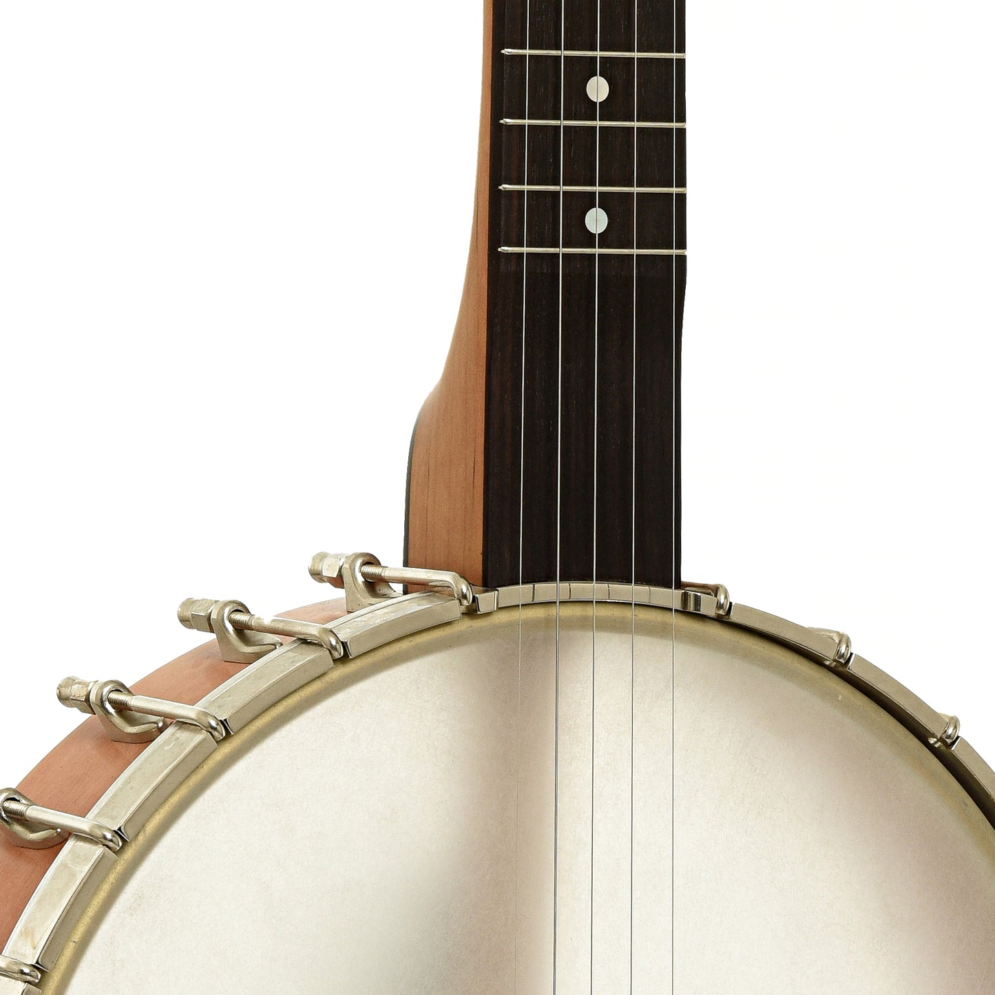 Front neck joint of Mike Ramsey Chanterelle Cherry Special 12" Open Back Banjo 