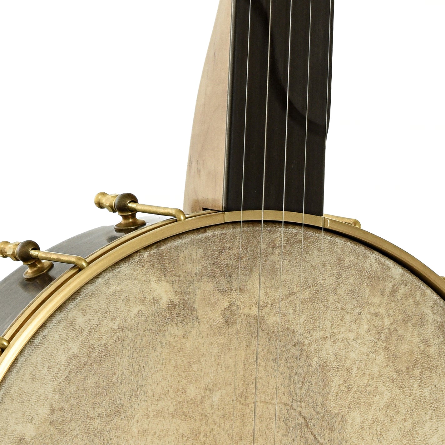 Front neck joint of Chuck Lee Hawkins Spring 12" Fretless Openback Banjo, #876