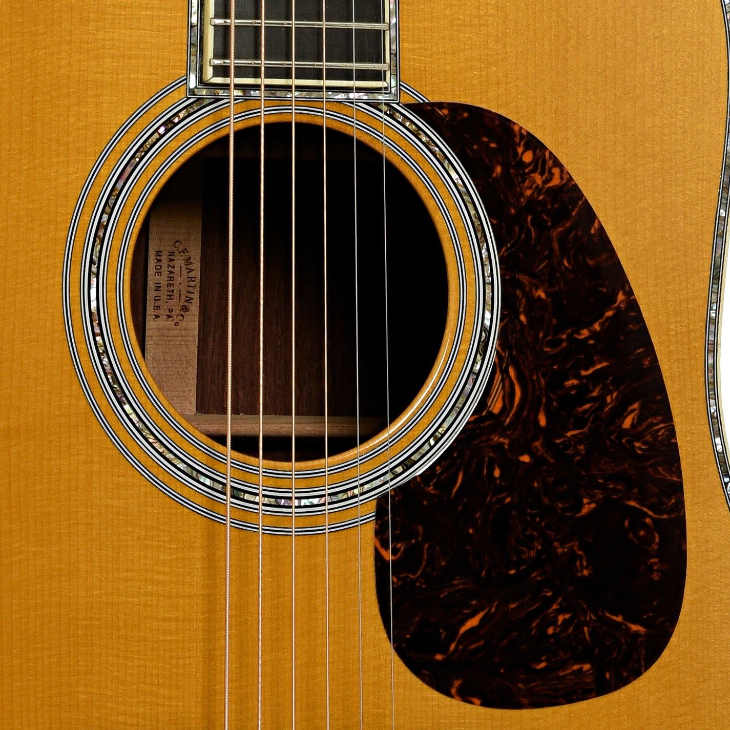 Soundhole of Martin Custom Shop D-45 Madagascar Acoustic Guitar 