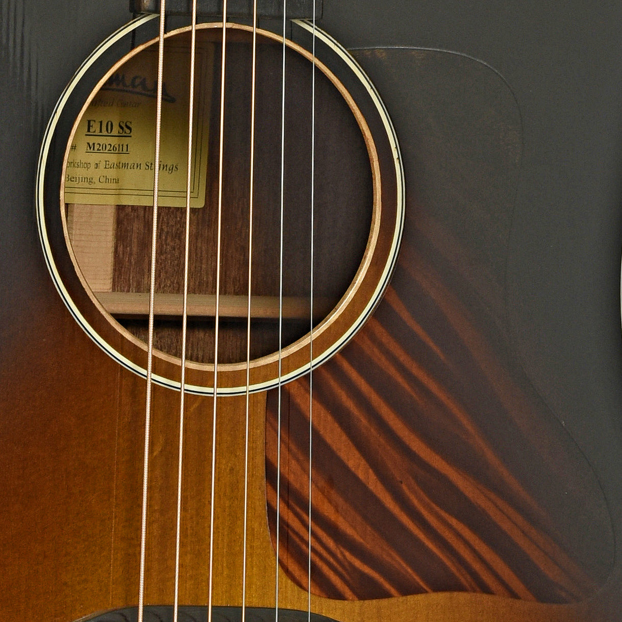 Soundhole of Eastman E10 SS Acoustic Guitar