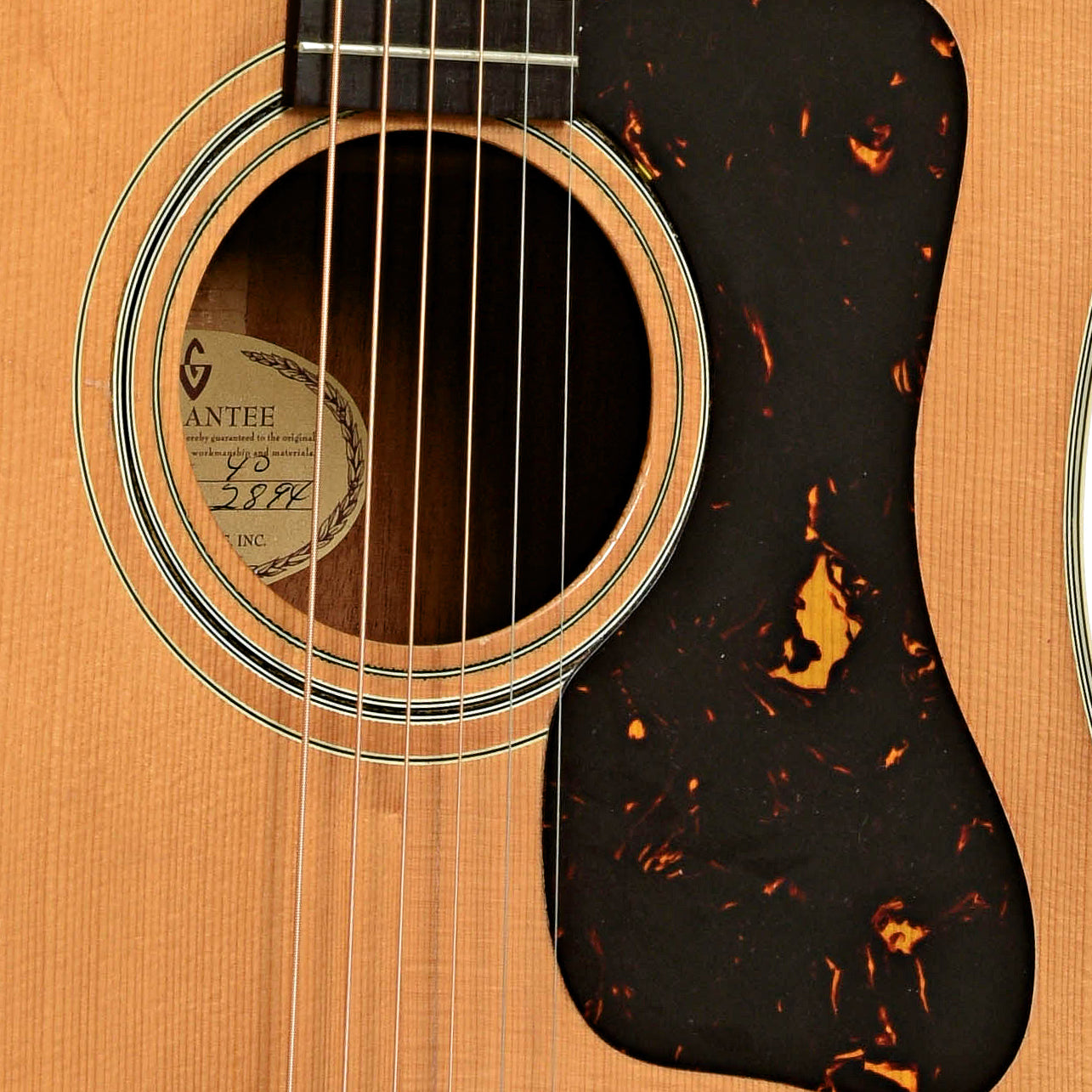 Soundhole of Guild D-40 Bluegrass Jubilee Acoustic Guitar 