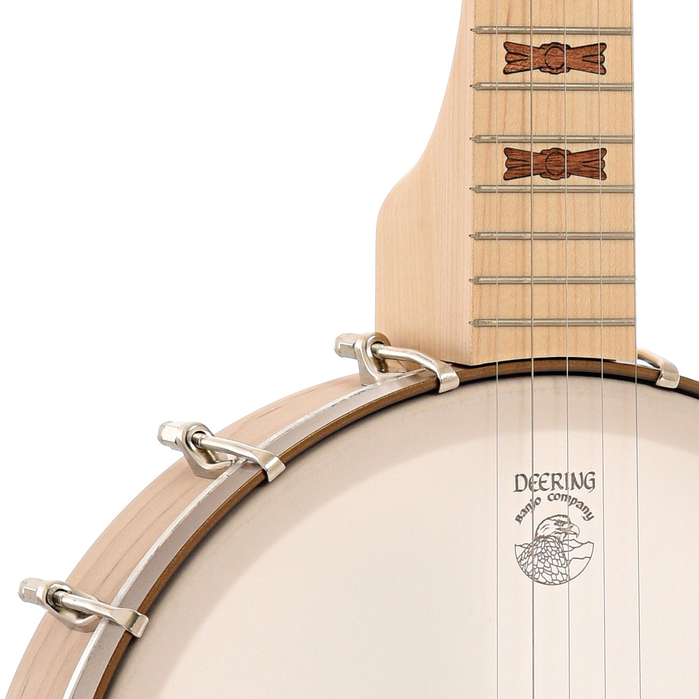 Front body and neck join of Deering Goodtime Deco Openback Banjo