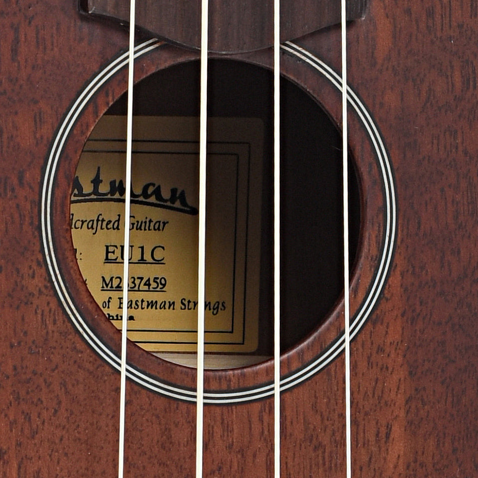 Sound hole of Eastman EU1-C Concert Ukulele 