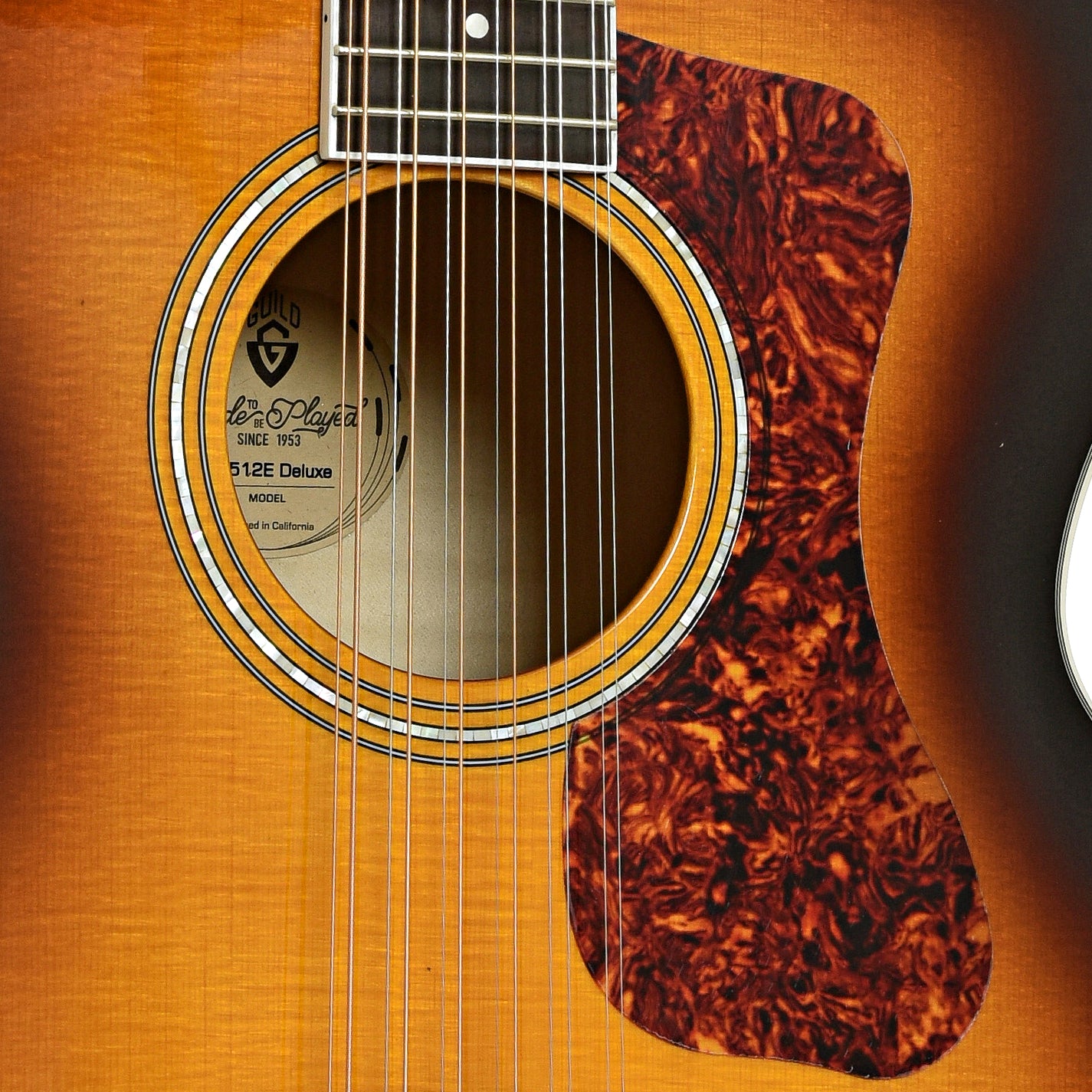 Soundhole of Guild F25-12e Deluxe 12-String Guitar